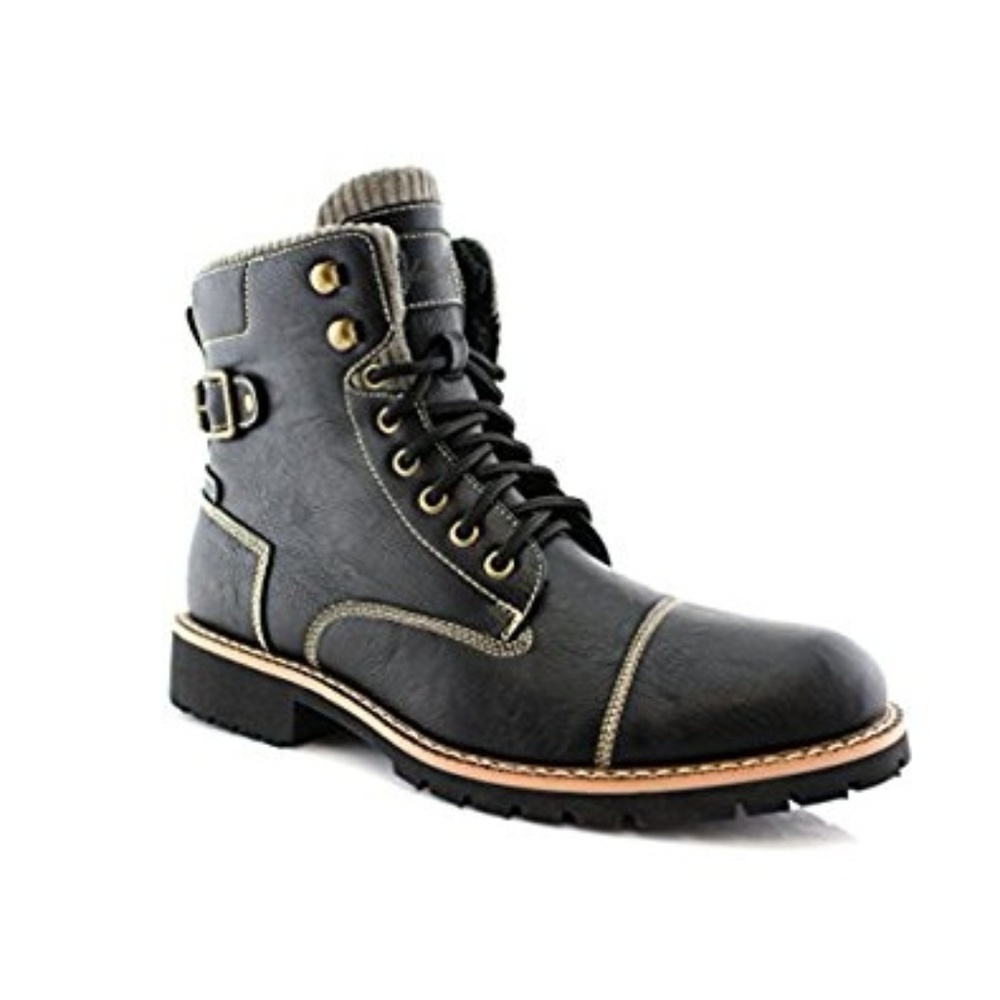 Mens "Ferro" Wool Lined Lace Up & Zipper Boots